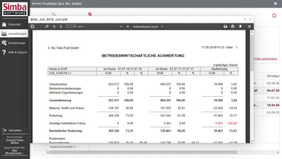 Simba Direkt - Auswertungen | Dokument öffnen
