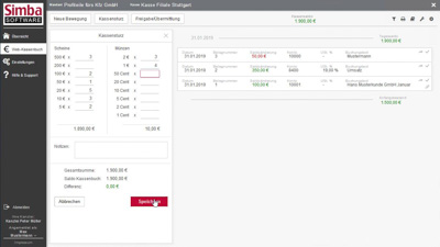 Simba Direkt - Web-Kassenbuch Kassensturz